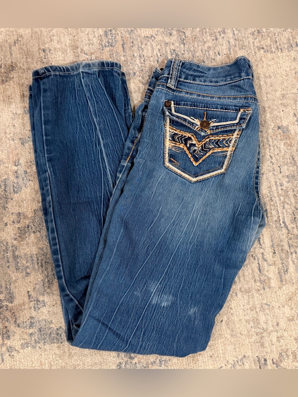 UNIONBAY Women's Blue Boot Cut Jeans with Embroidered Back Pocket Y2K